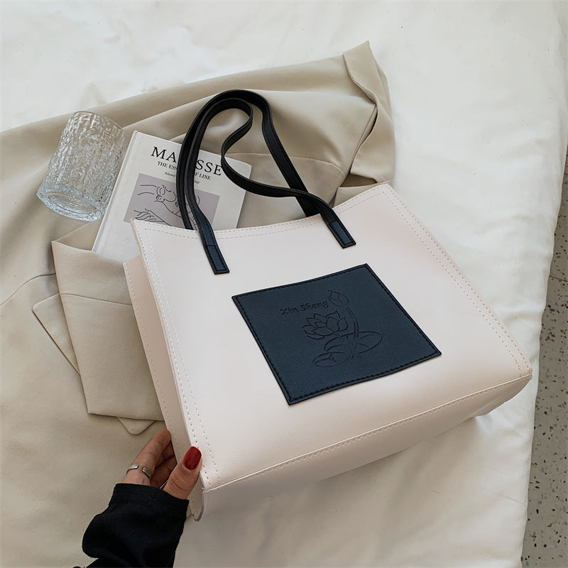 Contrast Color Tote Bag Large Capacity Casual Temperament