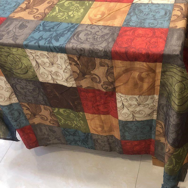 Fabric Plaid Coffee Table Printed Tablecloth