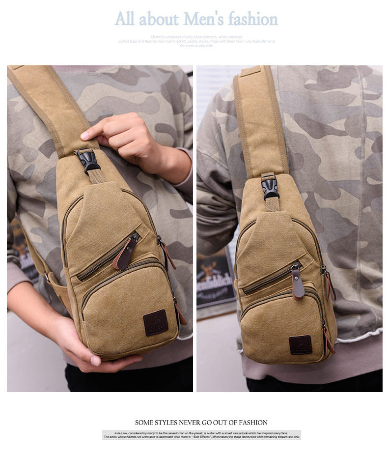 Wholesale new Leisure Canvas chest bag men skew bag Korean tide fashion bag backpack student sports bag