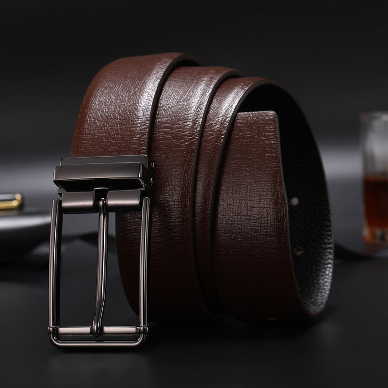 Ceinture pour homme à boucle ardillon en cuir de vachette à motif croisé