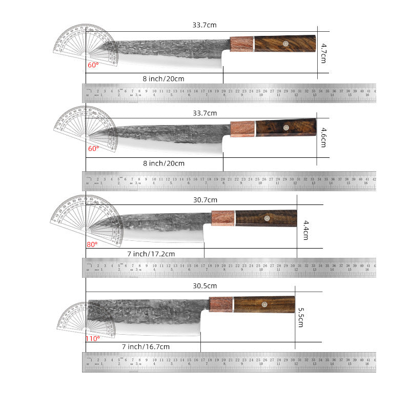 Santoku Knife Octagonal Handle Hammer Pattern Stainless Steel Cut Small Kitchen Knife