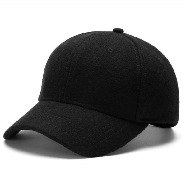 Solid color woolen baseball cap