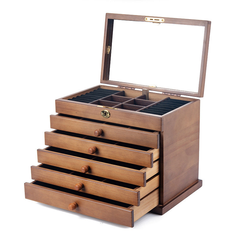 Antique Household Multi-layer Retro Solid Wood Jewelry Storage Box