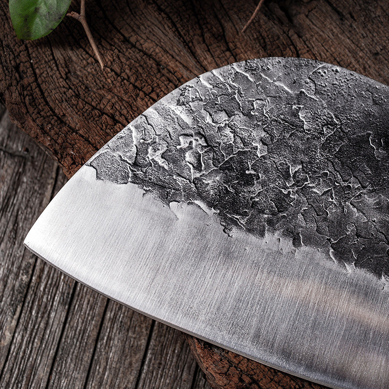 Chef knife with wooden handle