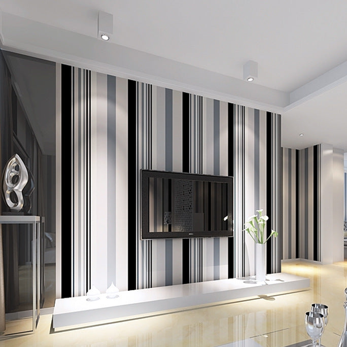 Striped non-woven wallpaper