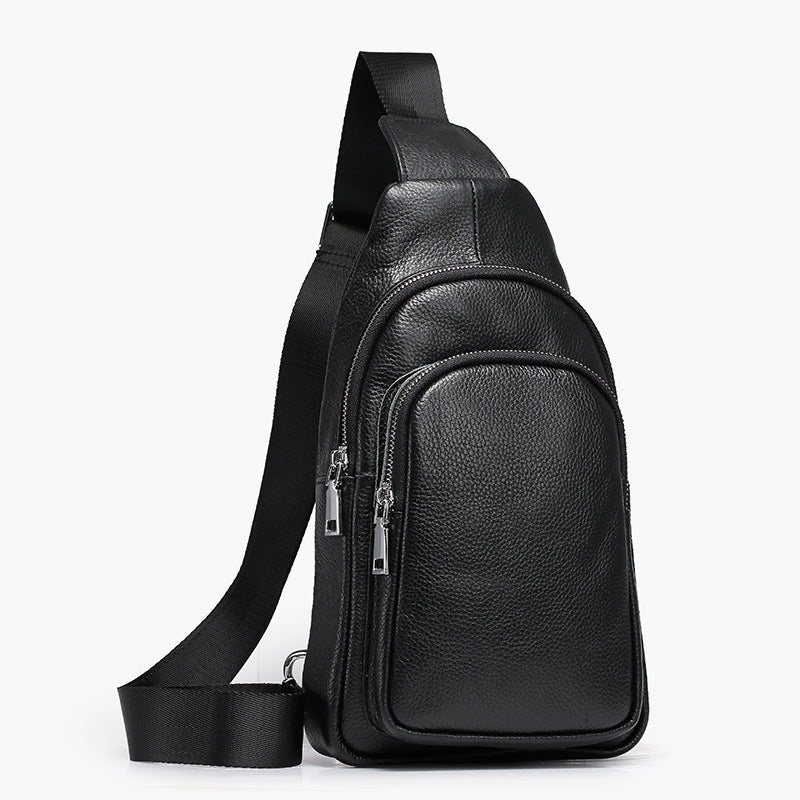New winter men's chest pack 2021 new leather satchel business all-match shoulder bag