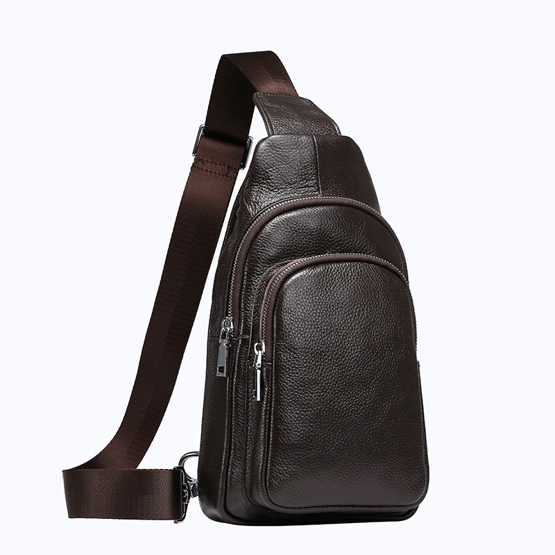 New winter men's chest pack 2021 new leather satchel business all-match shoulder bag