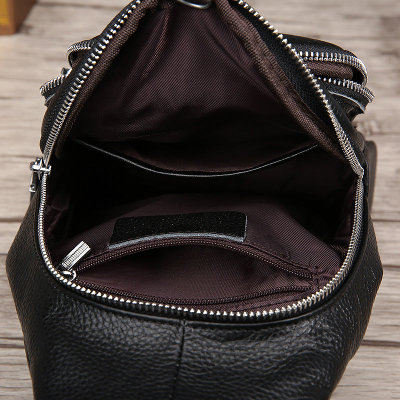 New winter men's chest pack 2021 new leather satchel business all-match shoulder bag