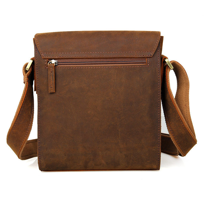 New authentic matte Crazy Horse men single shoulder bag and the wind vertical business bag 7055