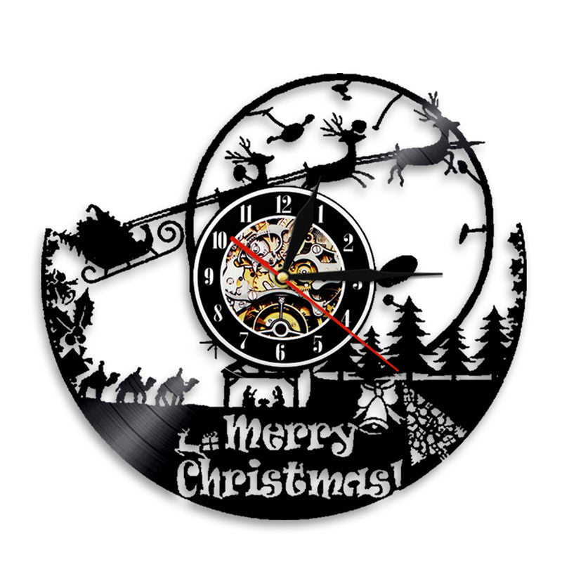 Vinyl Record Wall Clock LED Christmas Old Man