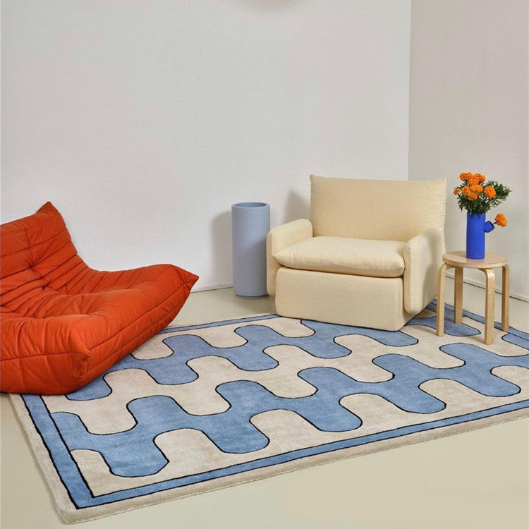Living Room Coffee Table Checkerboard Carpet Modern Light Luxury Household Cashmere-like Floor Mat