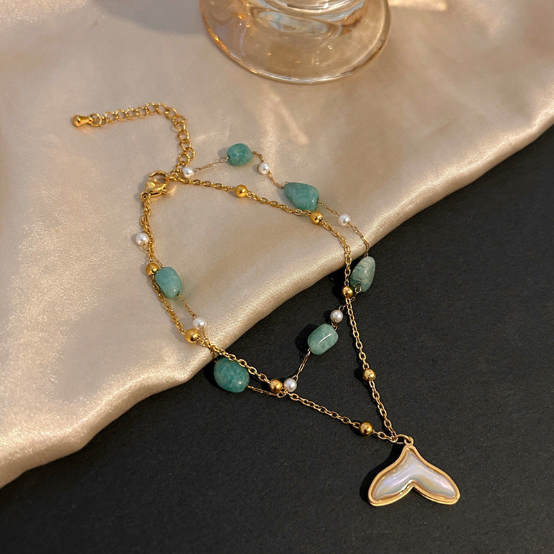 Cheville en acier de titane avec pierre naturelle bleue pour femme, style bohème