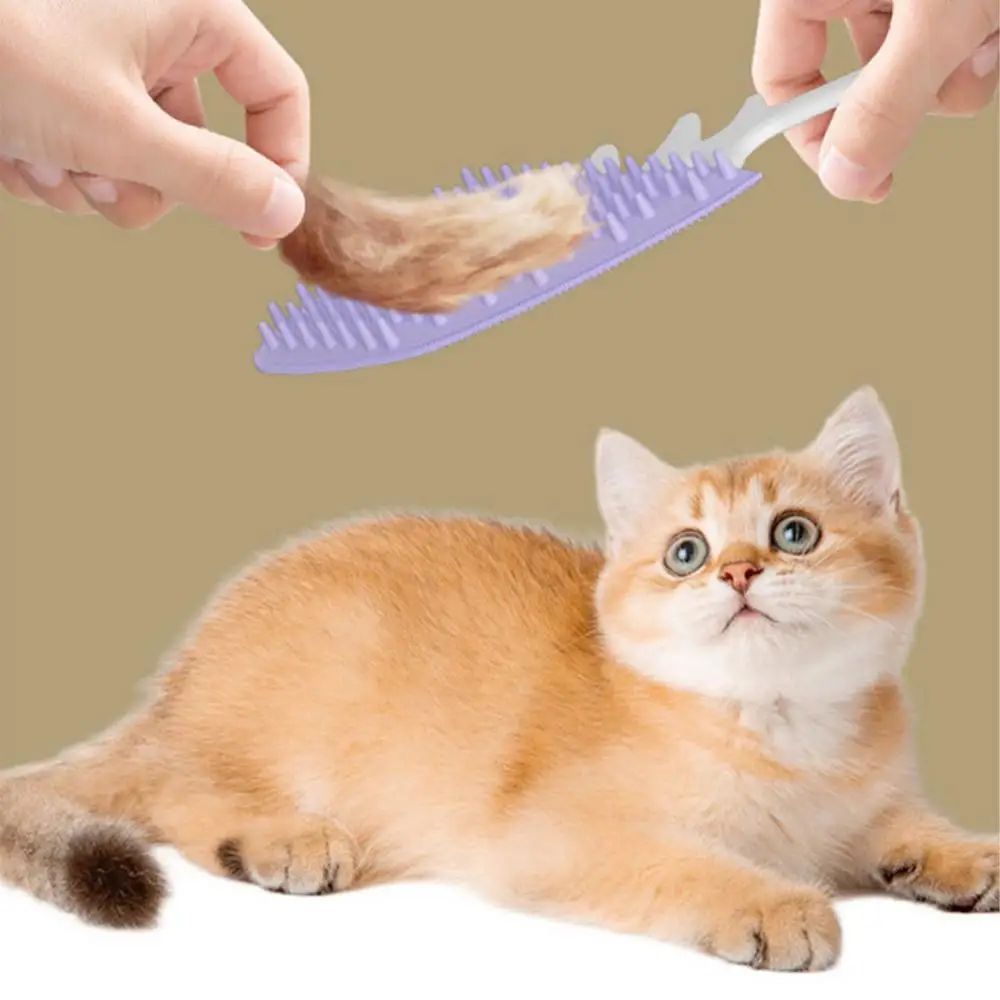 Cat Brushes For Indoor Cats Fishbone-Shaped Kitten Brush Detangling Brush Cute Dog Hair Brush Puppy Grooming Brush For Pets