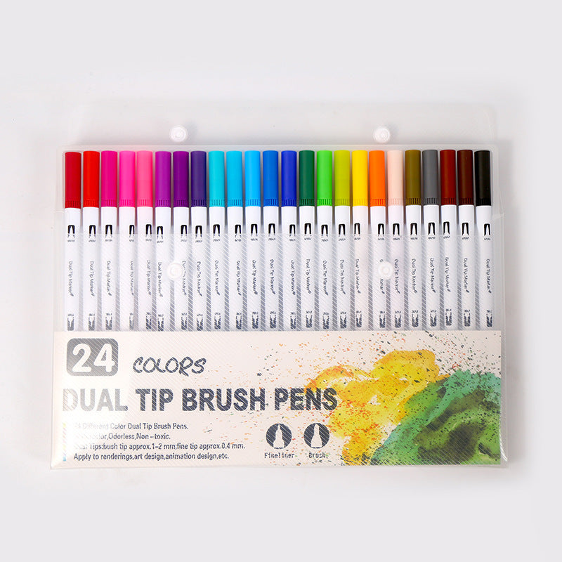 Double-headed Mark Watercolor Pens Set Color Hook Line Painting Soft-headed Pen