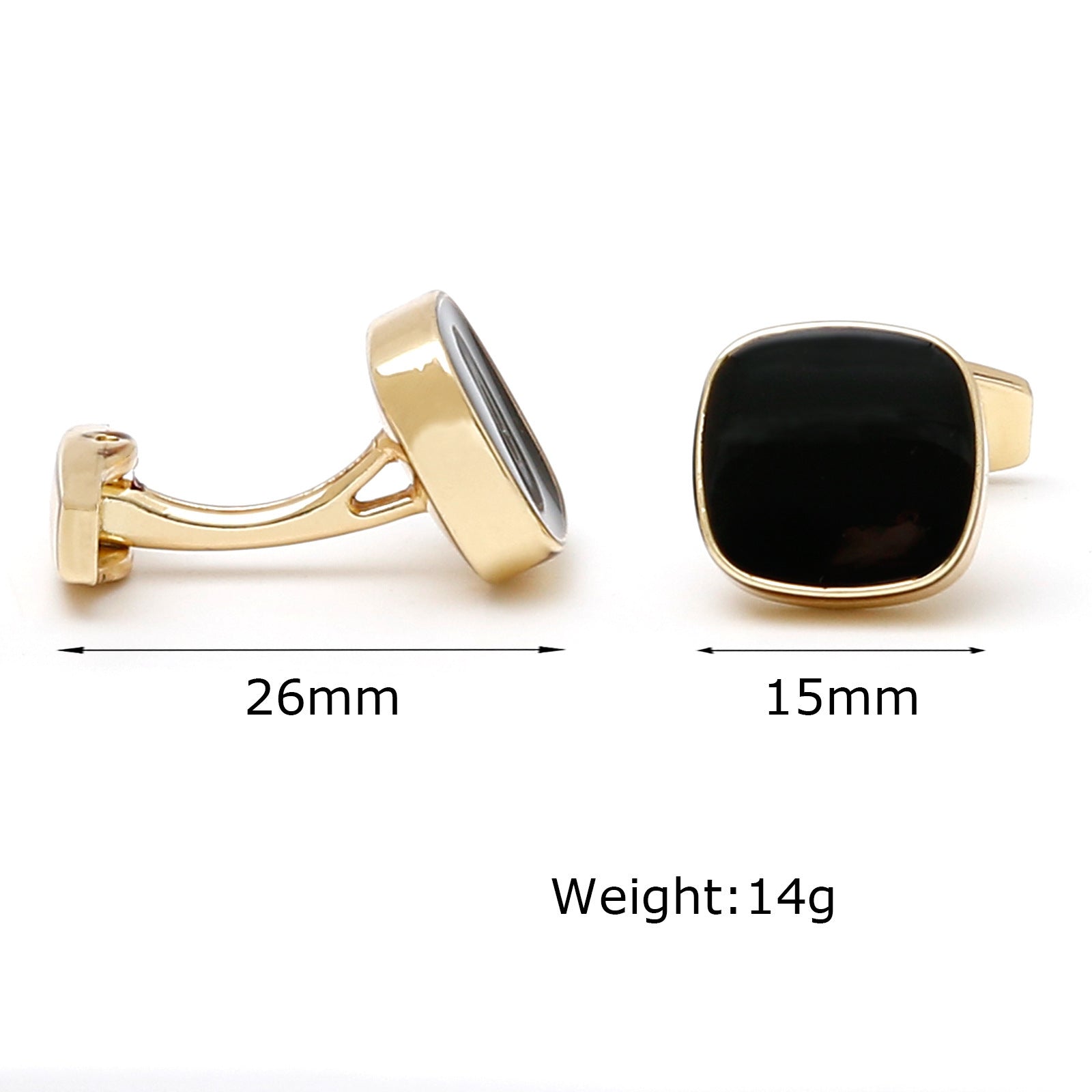 Men's Cufflinks New Classic Simple Inlaid Black Square Gold Shirt Cufflink Buttons