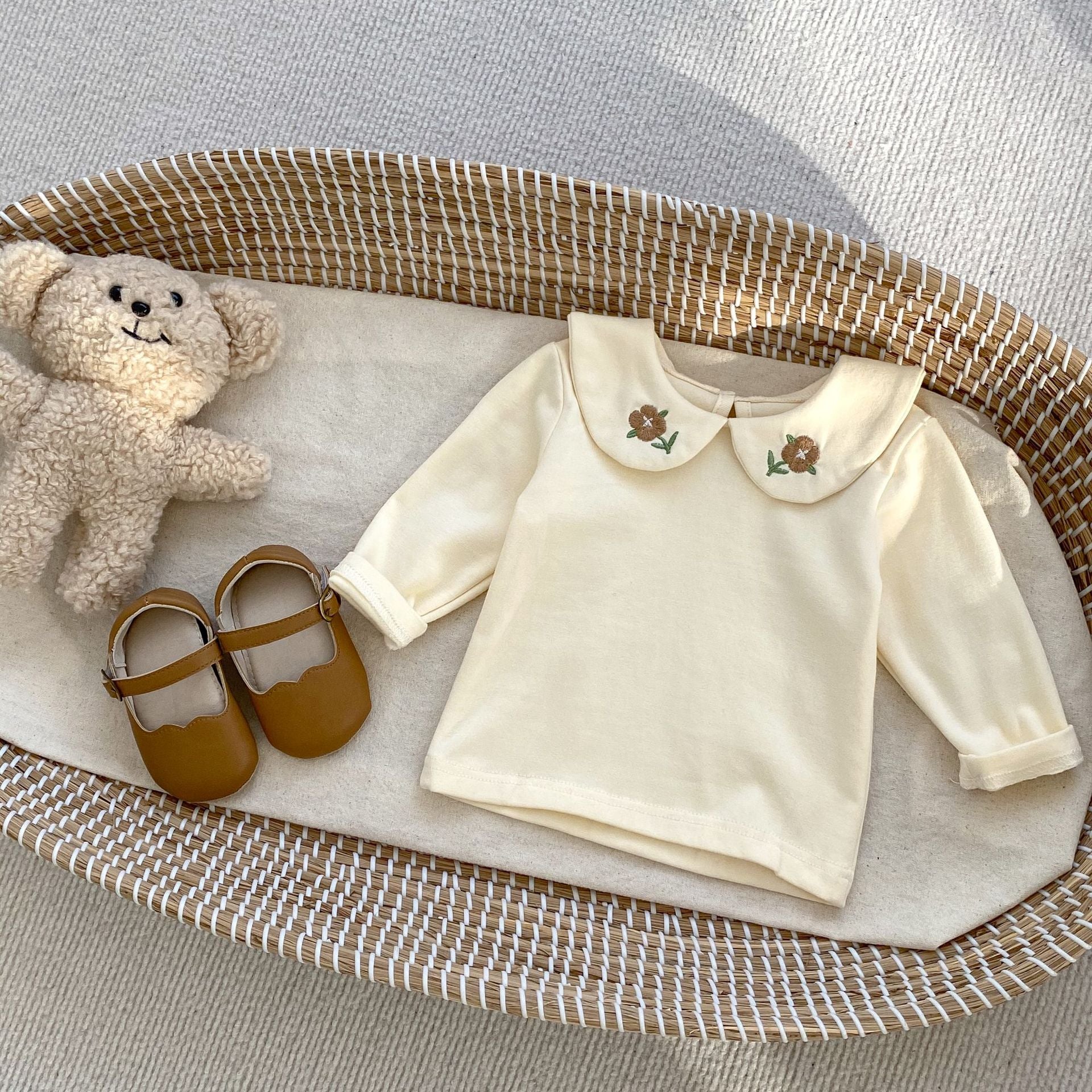 Baby Autumn Clothing Corduroy Embroidered Suspender Romper Western Style Sleeveless Onesie Triangle Jumpsuit Climbing