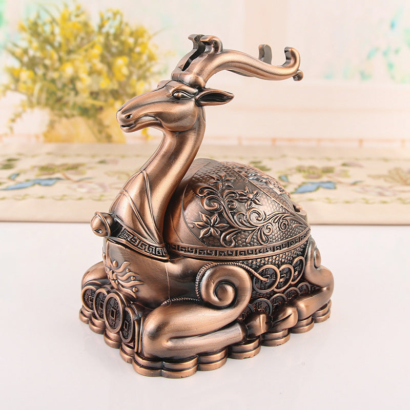 Creative 5D Money Deer Metal Ashtray Household Seal With Cover