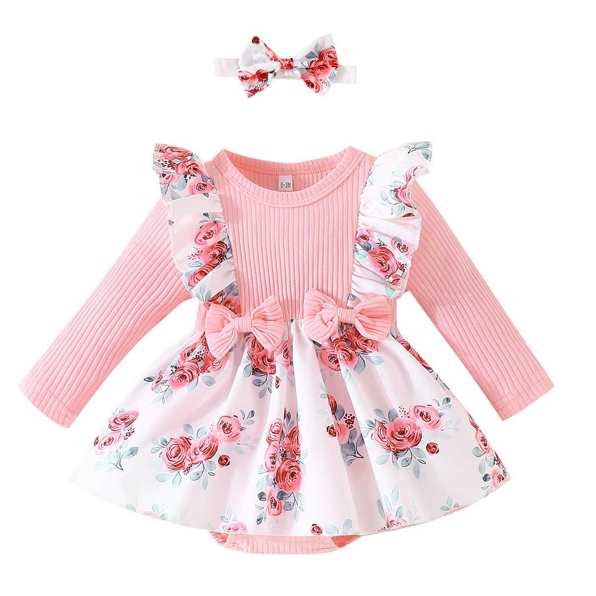 Triangle One Piece Baby's Gown Flower Print