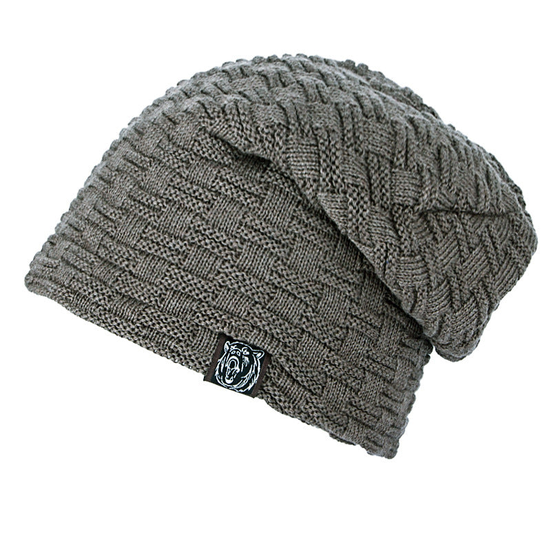 Knitted wool hat winter plus velvet