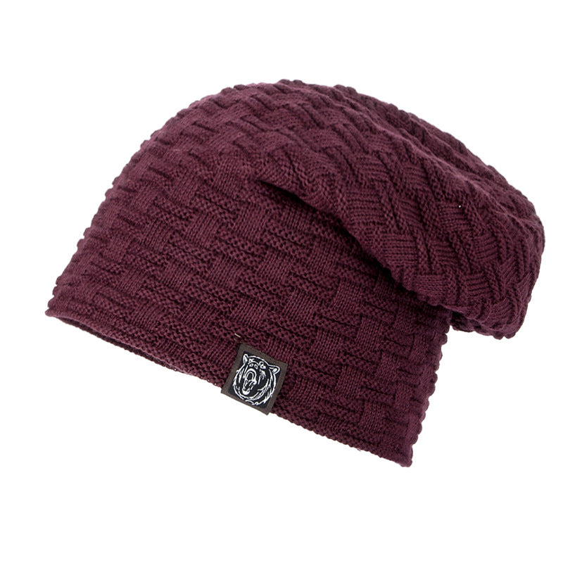 Knitted wool hat winter plus velvet