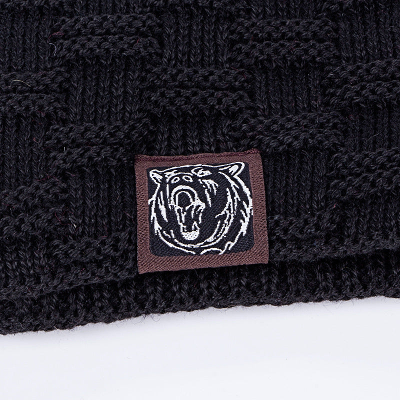 Knitted wool hat winter plus velvet