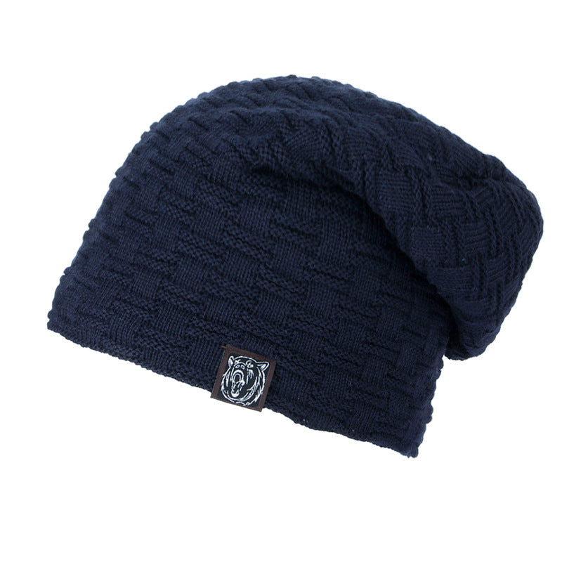 Knitted wool hat winter plus velvet