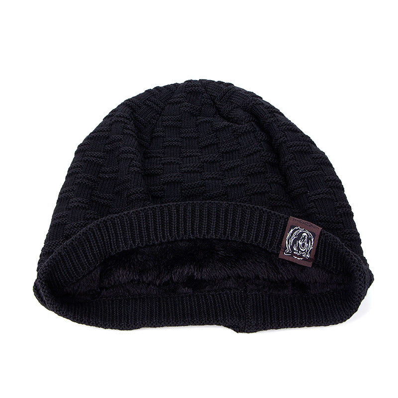 Knitted wool hat winter plus velvet