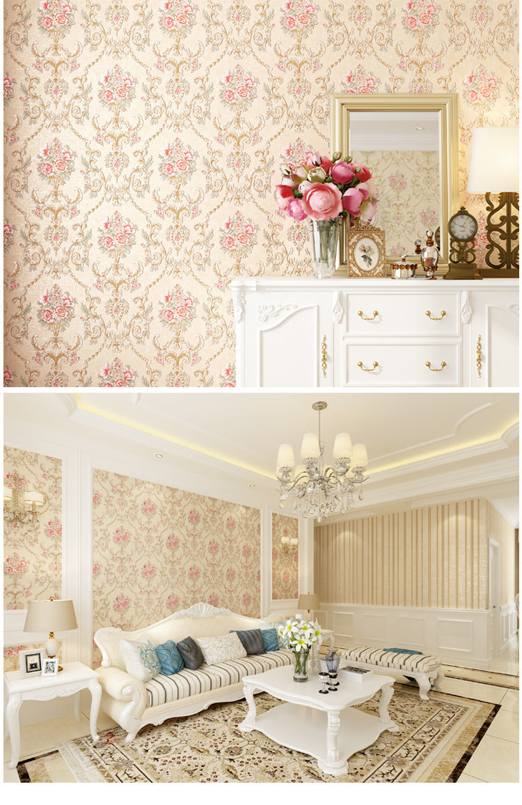European Damascus 3D Stereo Wallpaper Bedroom Living Room TV Background Wallpaper