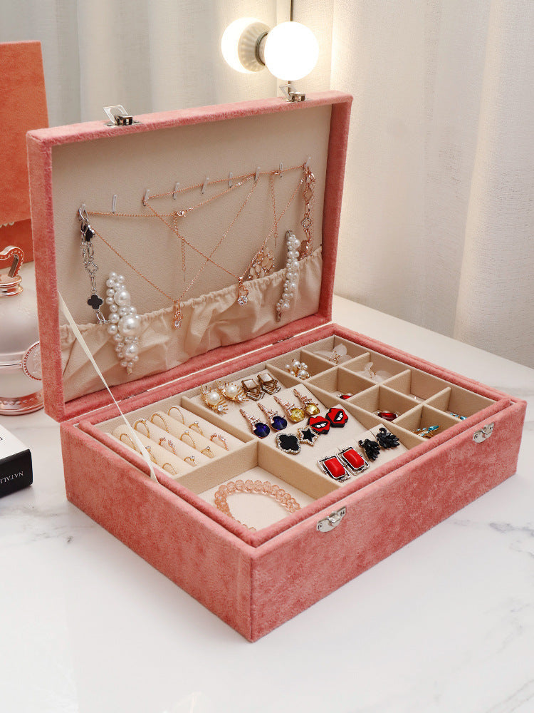 Boîte de rangement à bijoux en cuir haut de gamme de style européen