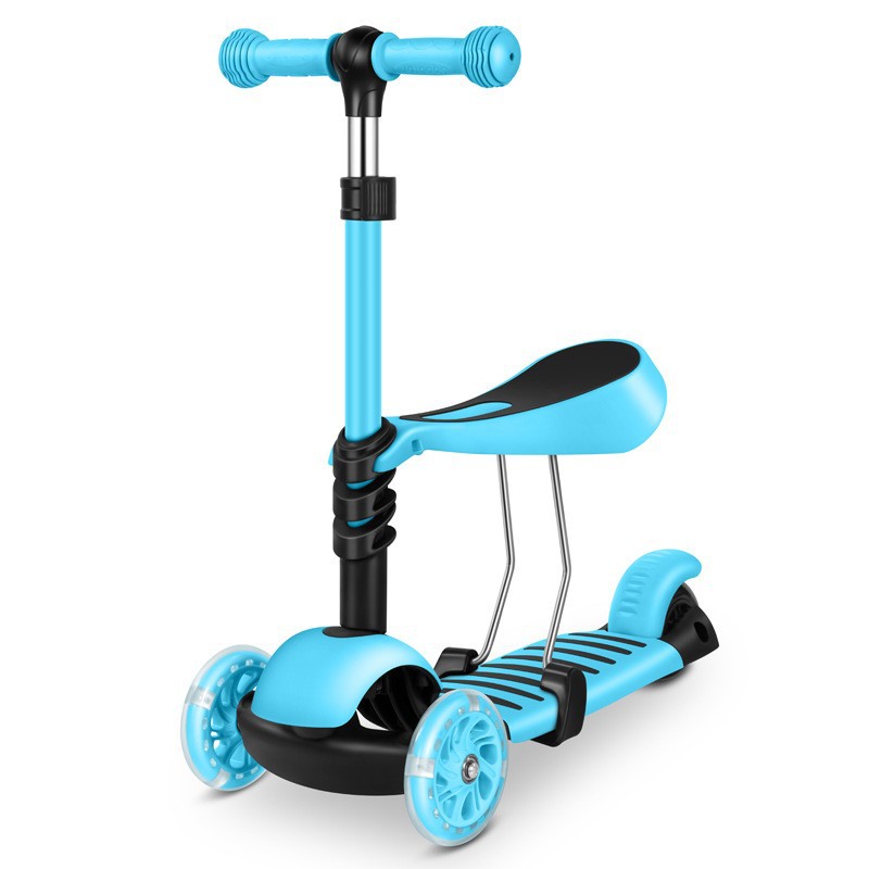 Three-wheeled Children's Scooter With Push Rod