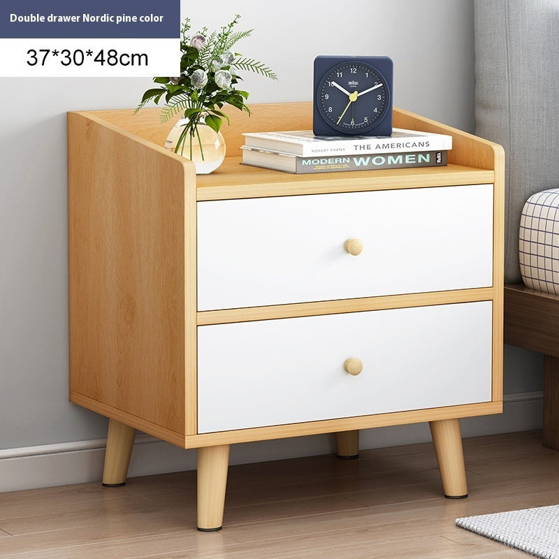 Simple Modern Bedroom Multifunctional Wooden Shelf Bedside Table