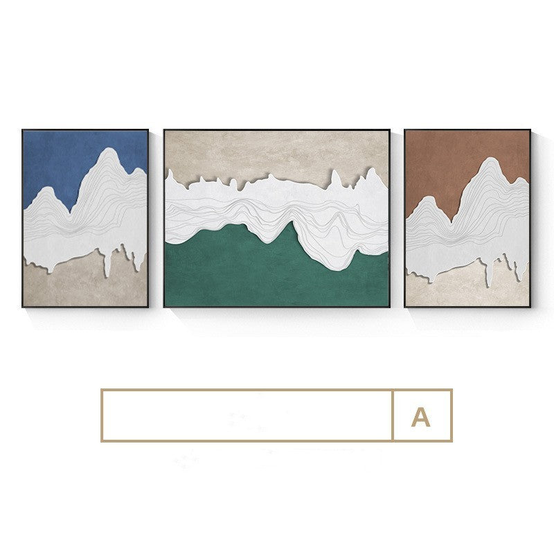 Living Room Decorative Painting Abstract Art Ocean Wave Triptych Sofa Background Wall