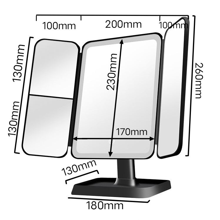 Thin Large Double Door Folding Makeup Mirror