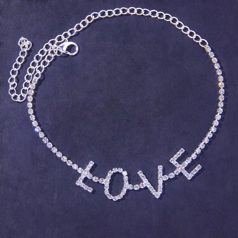 Chevillère Lettre LOVE Strass Cheville