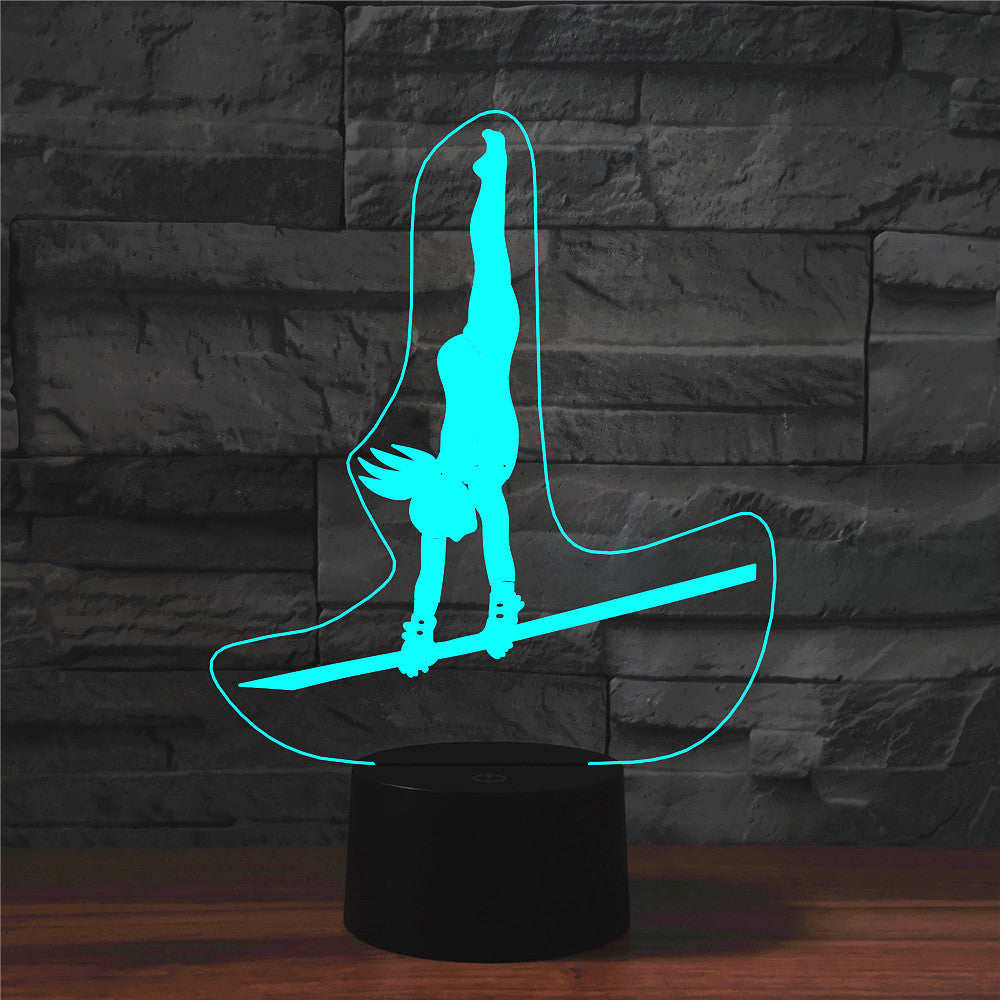 Horizontal bar girl 3D light colorful touch charging LED