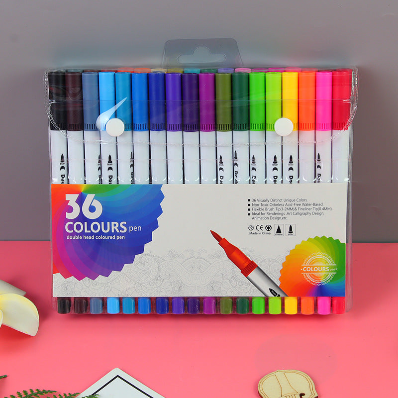Water Based Double Head Washable Color Line Marker Creative Watercolor Pen Set