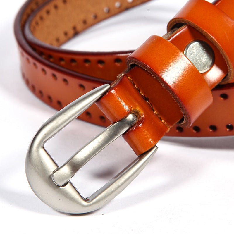 Hollow leather belt