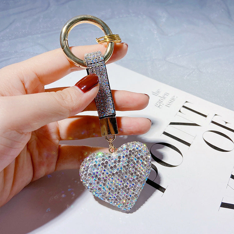 Full diamond peach heart keychain