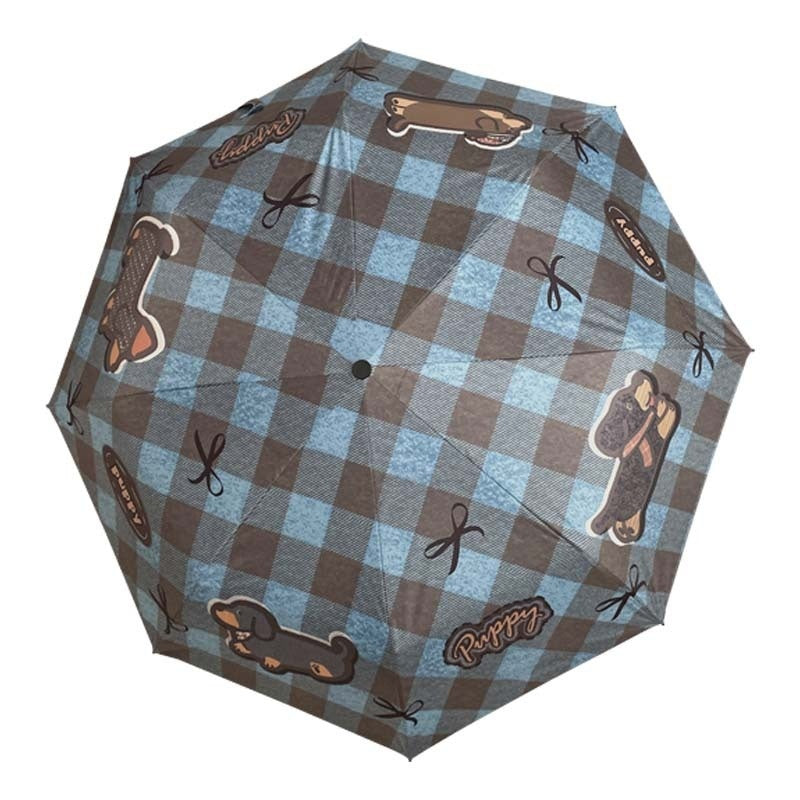 Retro Sunny And Rainy Cartoon Folding Umbrella Sun Protection