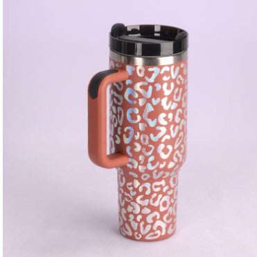Gobelet isotherme 1,2 L avec poignée et paille, en acier inoxydable, anti-déversement, tasse à café isotherme sous vide avec couvercle, mug conique, cadeaux pour la Saint-Valentin, convient pour la voiture, la salle de sport, le bureau, les voyages