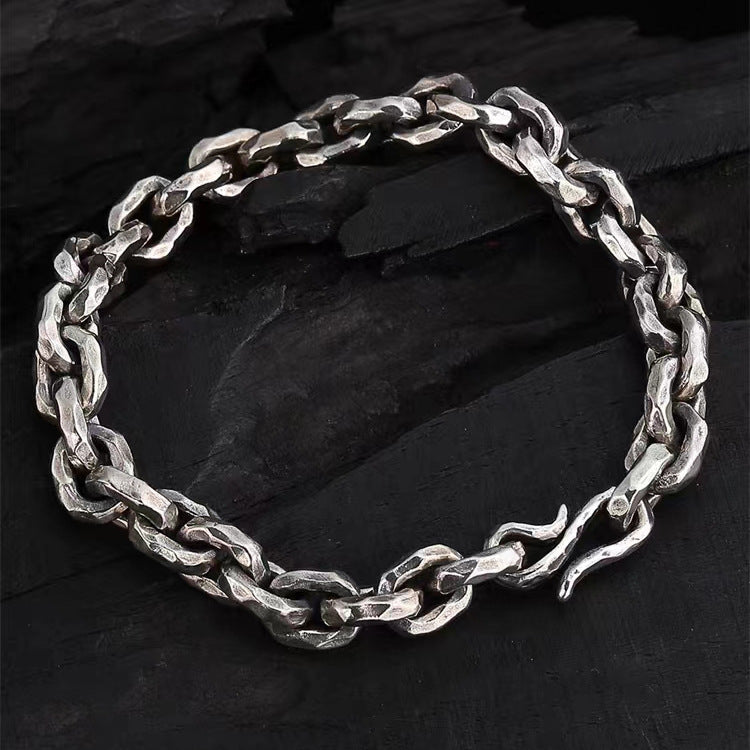 Hand Hammered Tone Bracelet  Thai Silver Vintage Men