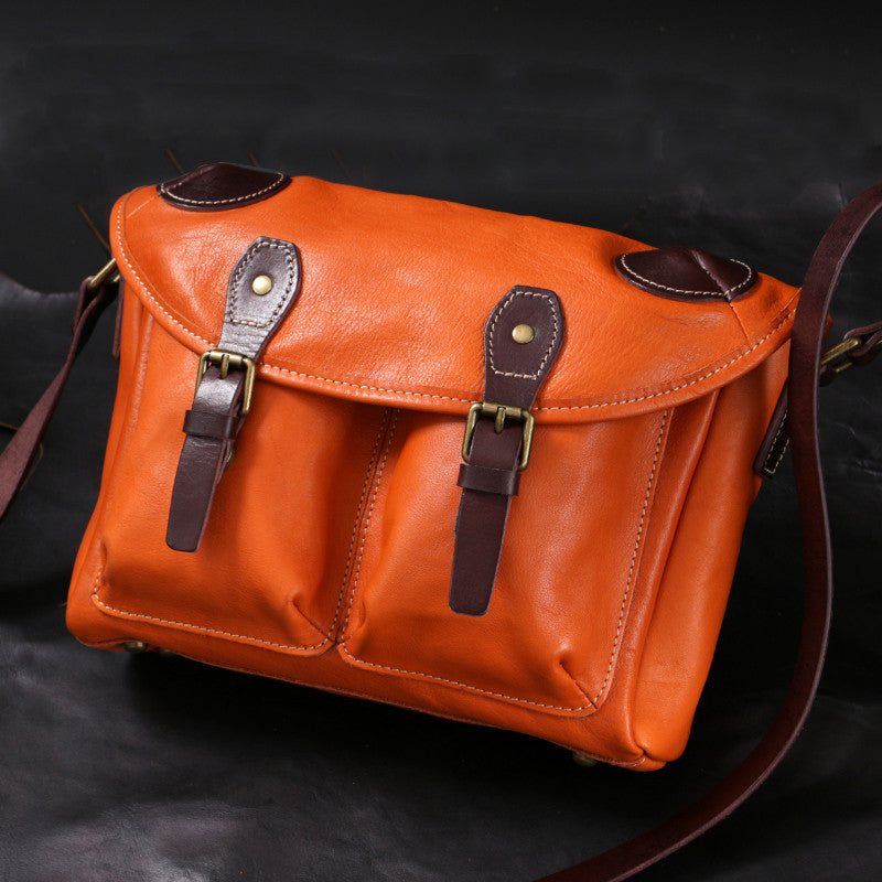 Sac bandoulière rétro en cuir de vachette pour homme