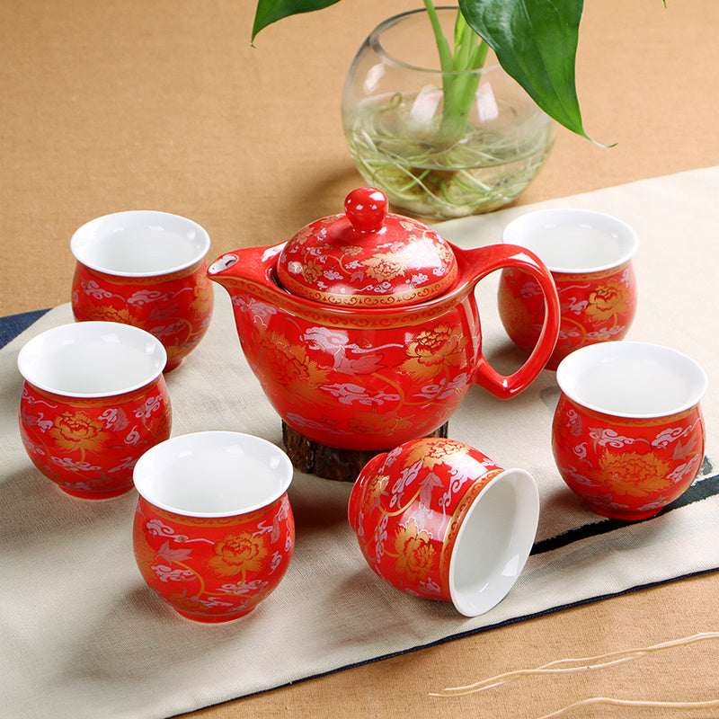 Blue and white porcelain double cup tea set