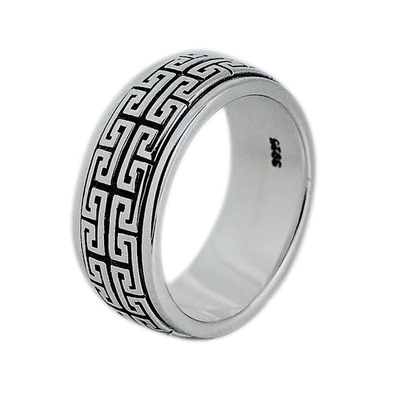 Bague ajustable chinoise en argent thaïlandais pour couple motif Grande Muraille