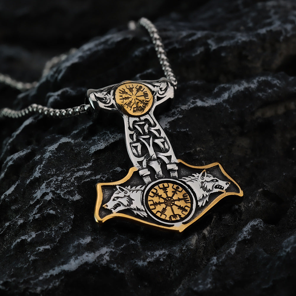 Titanium Steel Pendant Ornaments Stainless Steel Necklace Vintage Viking Impactor Men