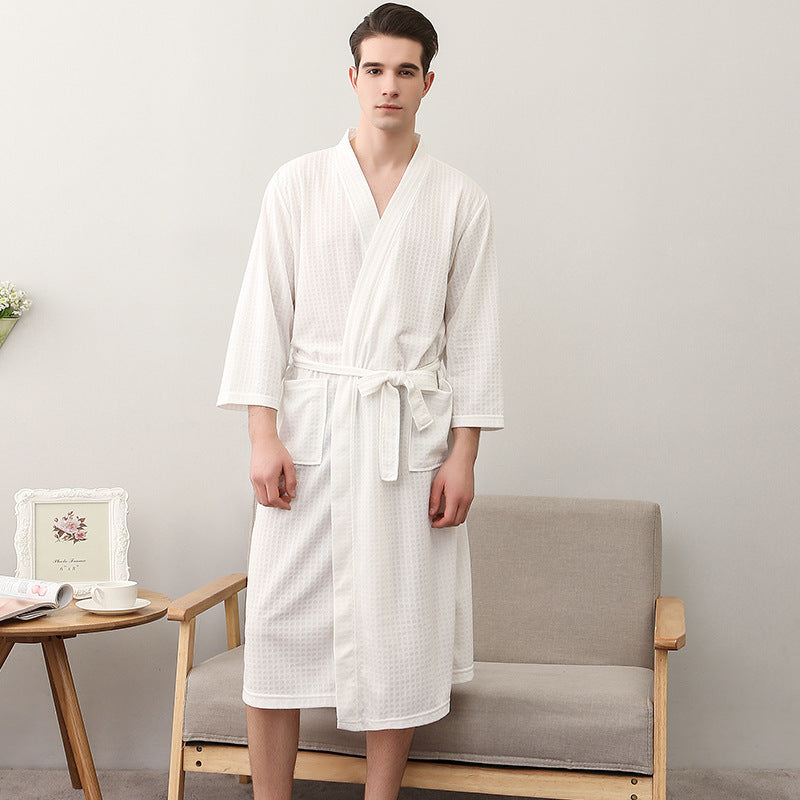 Bathrobe Women's Thin Waffle Couple Nightgown