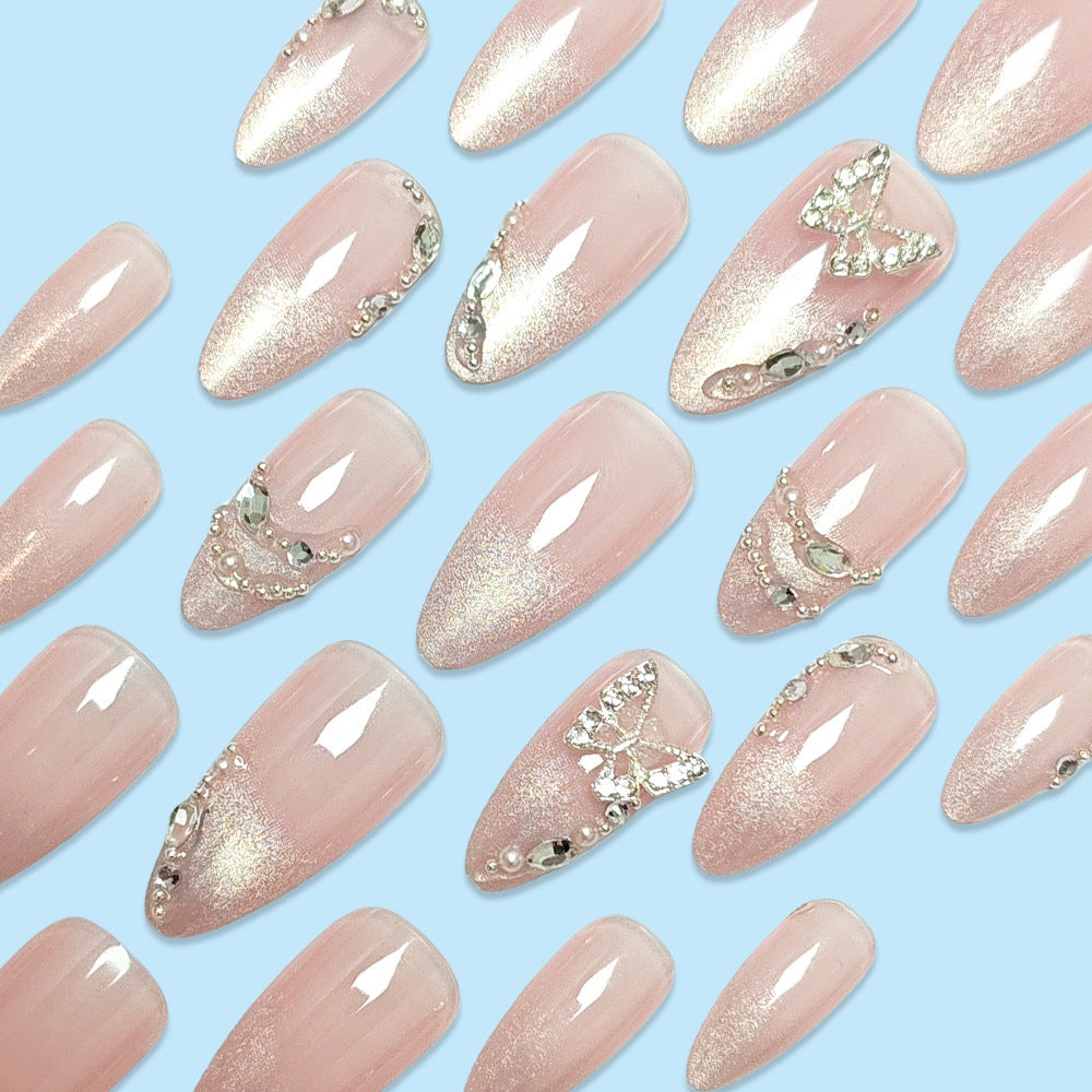 Autocollant d'ongle papillon pour fille branchée, œil de chat, diamant, armure