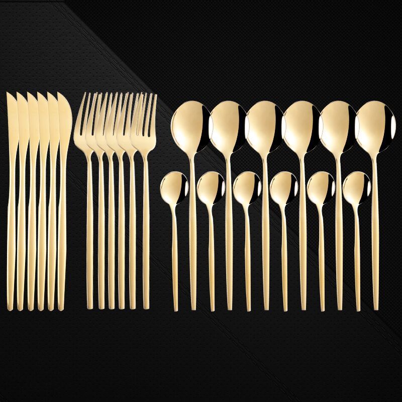 Stainless Steel 24 Pieces Set Spoon And Fork Western Cutlery
