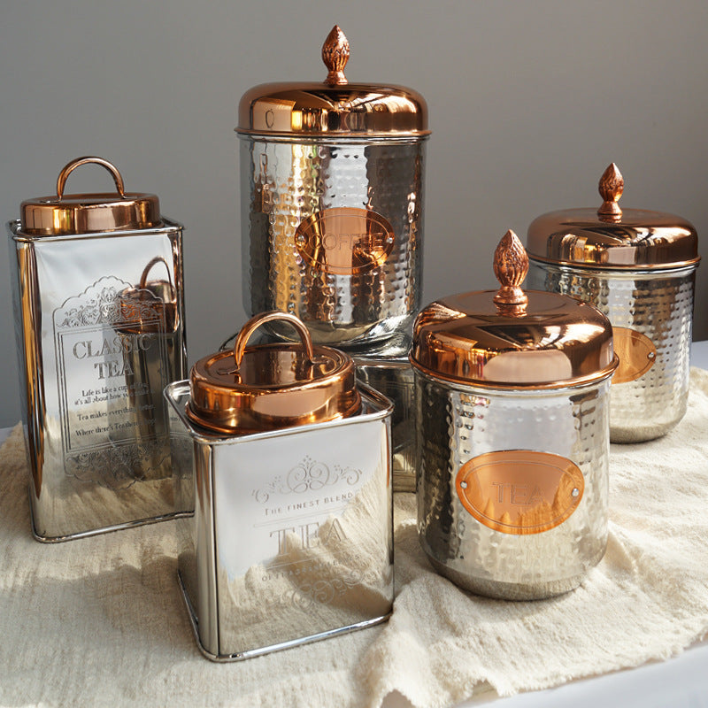 Boîtes de rangement en métal et verre pour café et thé, fournitures de cuisine, décoration de table