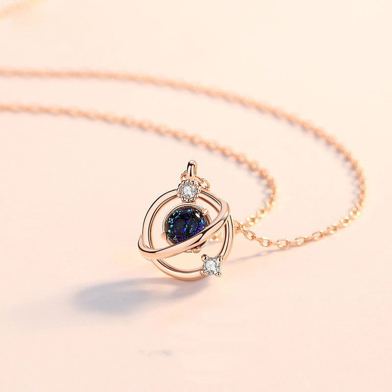 Silver-plated fantasy planet necklace